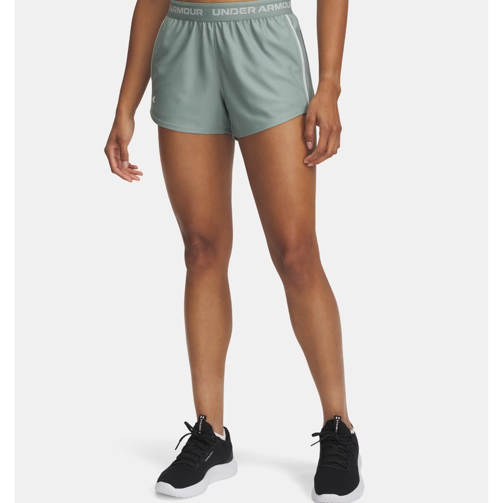 Under Armour Womens Tech Play Up 3" Shorts Green Large Athletic Pockets